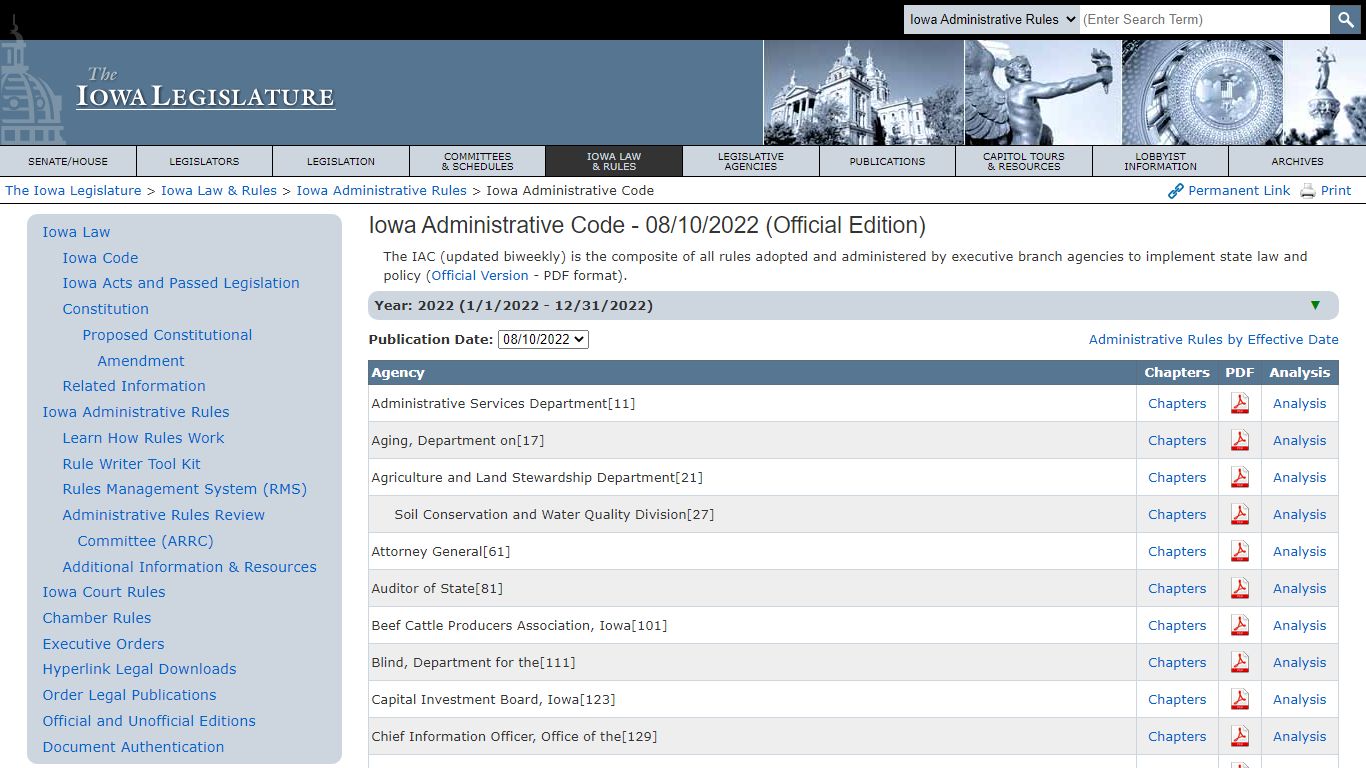 Iowa Legislature - Iowa Administrative Code